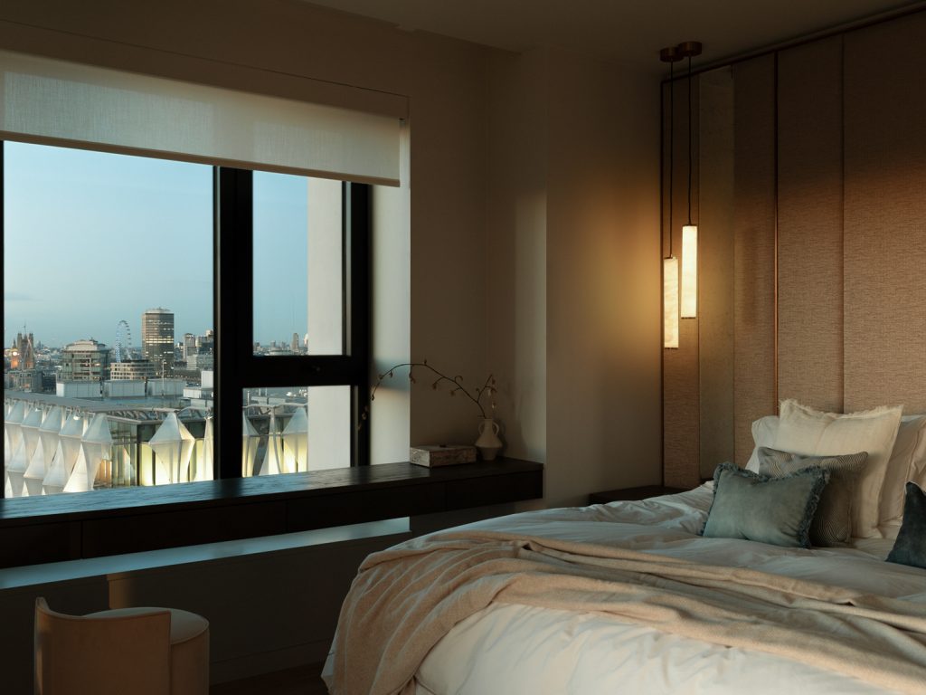 Master bedroom views across London